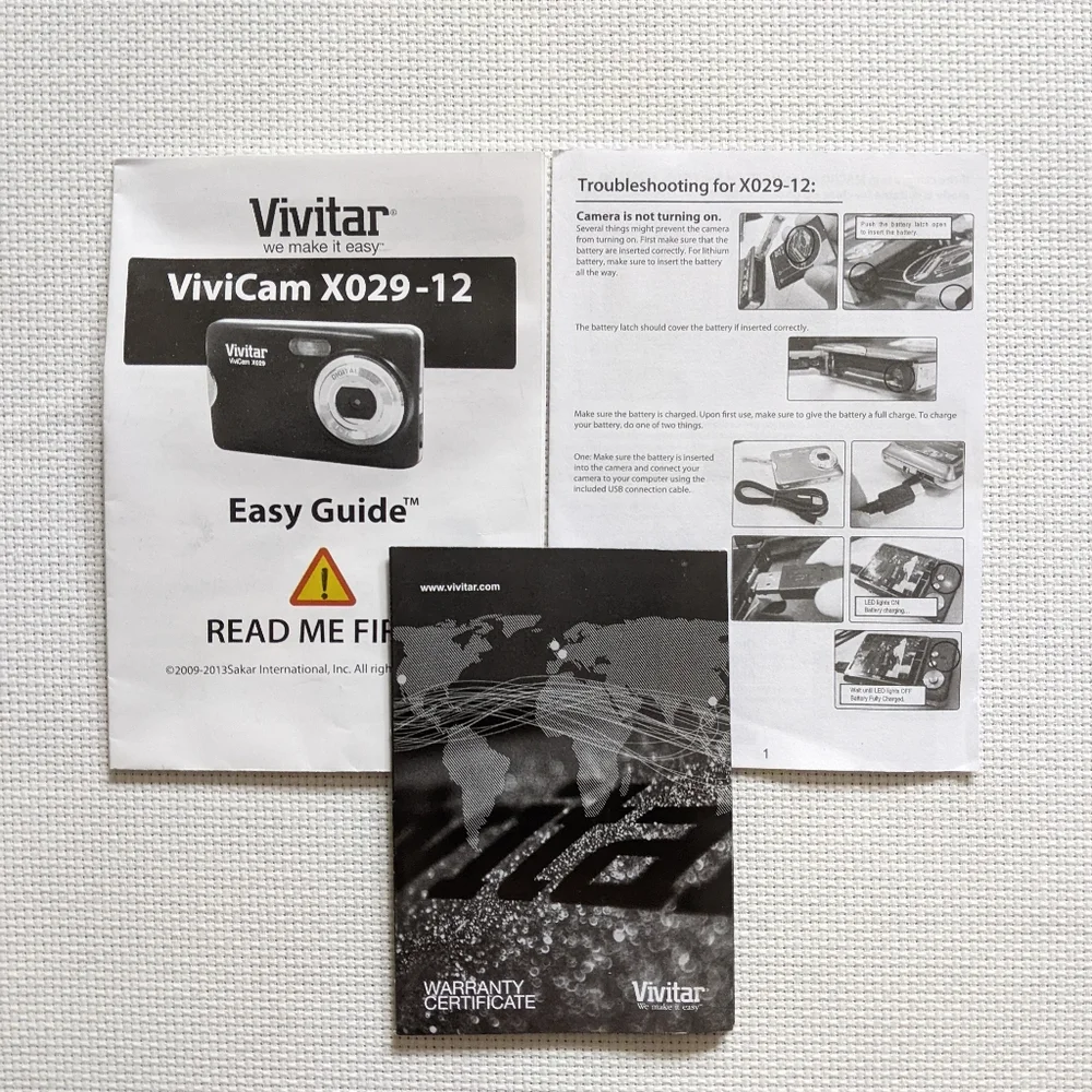 Vivitar ViviCam x029 12.1 MP Digital Camera, Case, SD Card. MISSING USB …